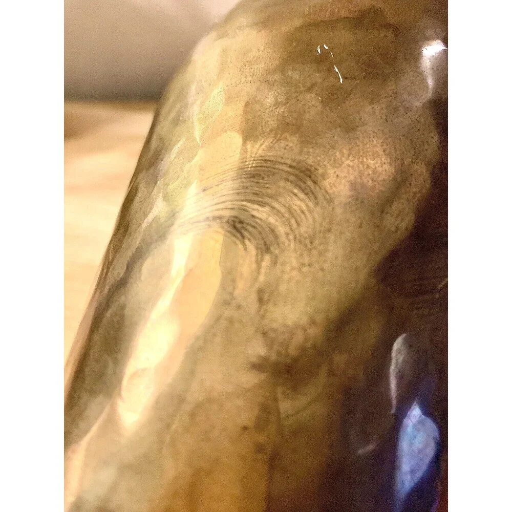 VINTAGE SOLID BRASS HAMMERED VASE 8.5